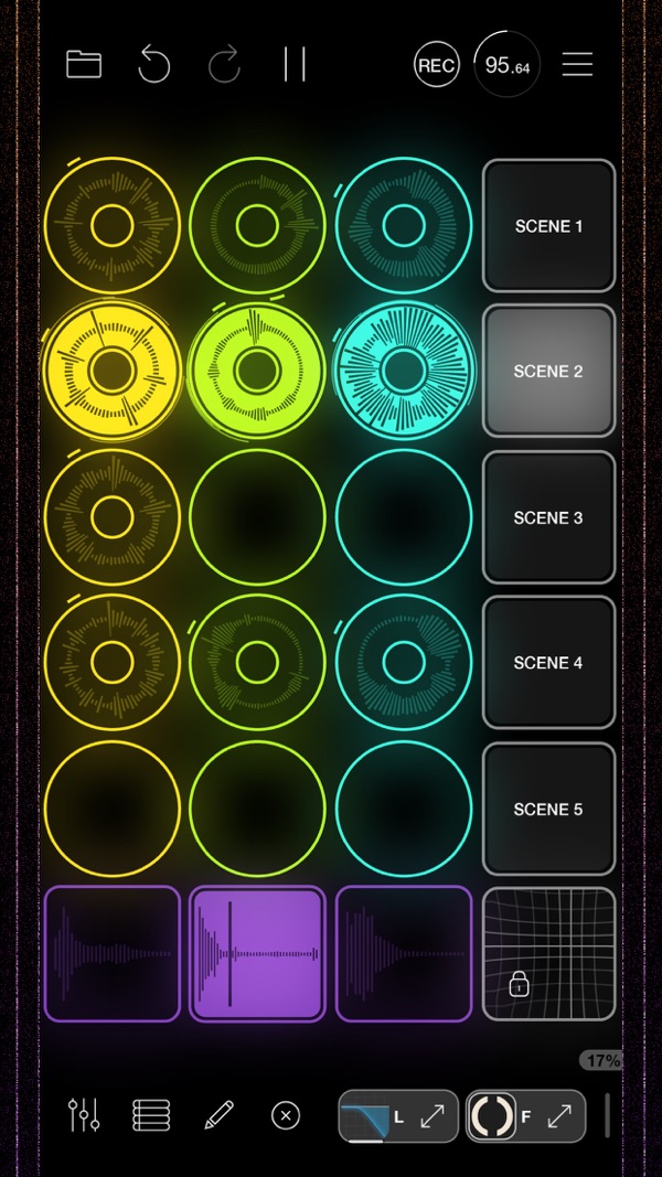 Loopy Pro screenshot showing its customizable looping and performance canvas on iOS