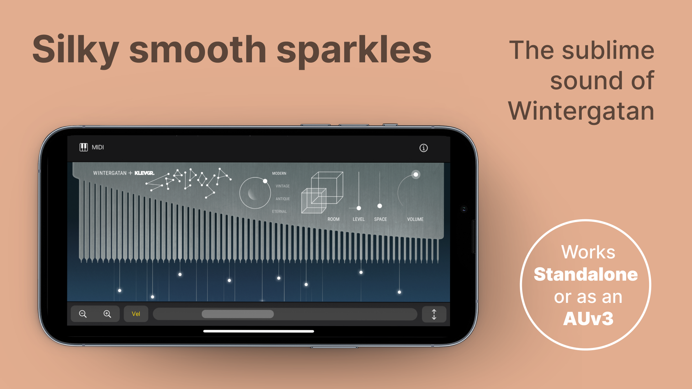 Speldosa screenshot showing the music box instrument on iOS